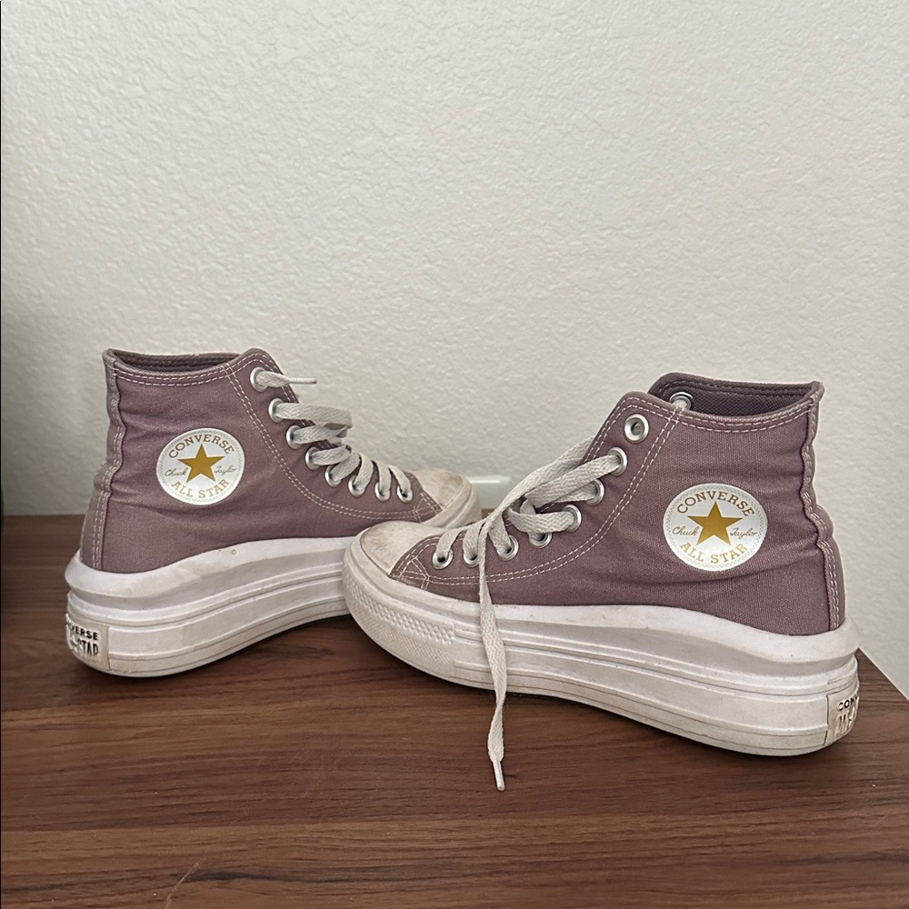 Converse Lilac Pink Move High Top Platform All Star Chuck Taylor Sneakers - 5